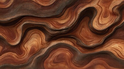 Fototapeta premium Abstract brown and orange swirled texture resembling natural wood grain.