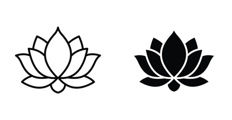 Lotus icon. Line with editable stroke and flat for Web