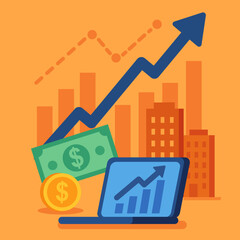 A vector illustration showing revenue growth in a company. 