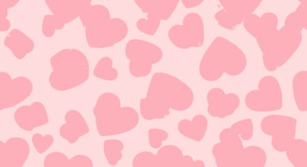 Pink heart pattern background with various sized hearts.