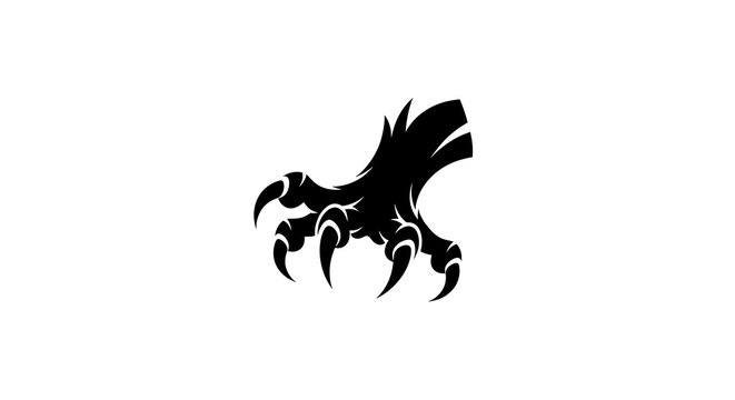 Black monster claw with sharp talons vector illustration.