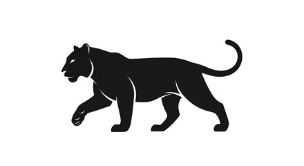 Obraz premium Black Panther Silhouette - A Powerful and Elegant Animal Illustration.