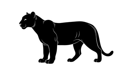 Obraz premium Black Panther Silhouette - A Powerful and Elegant Feline Illustration.