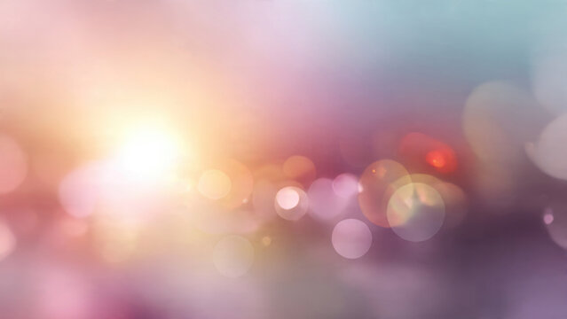 A vibrant, dreamy bokeh background featuring soft, colorful light circles and a radiant glow, perfect for abstract and festive designs.