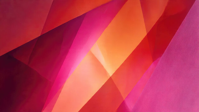 Vibrant abstract composition of overlapping geometric shapes in shades of red, pink, and orange, creating a dynamic colorful pattern. - Powered by Adobe