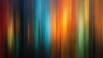 Dynamic abstract background of vibrant vertical color streaks. Seamlessly blending warm oranges, cool blues, and dark tones, creating an energetic motion blur.