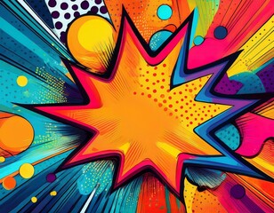 Fototapeta premium vibrant abstract comic style pop art background with dynamic shapes and bold colors generative ai