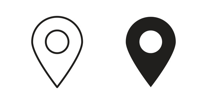 Map marker icon flat and thin stroke vector pack. Editable icons set
