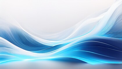 Obraz premium a white background with blue light waves