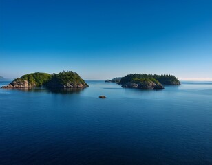 serene coastal islands in tranquil waters under a clear blue sky