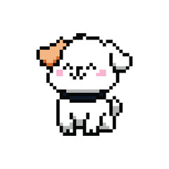 Cute dog character illustration pixel art isolated