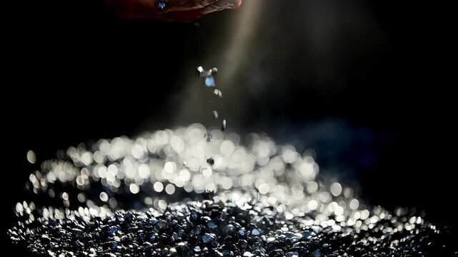 Medium shot of a worker inspecting certified sustainable tungsten ore in a clean ecofriendly mining facility promoting responsible sourcing practices.