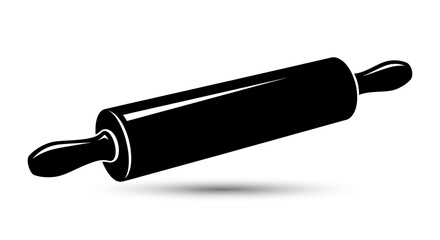 Black Rolling Pin Isolated on White Background.