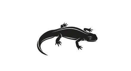 Black salamander silhouette vector icon isolated on a clean white background.