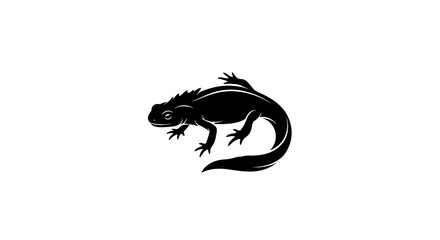 Black salamander silhouette vector icon isolated on white background.