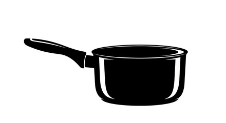 Black Saucepan Isolated on White Background.