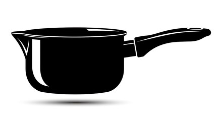 Black Saucepan Silhouette on White Background for Cooking.