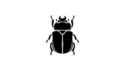 Black Scarab Beetle Silhouette Icon.
