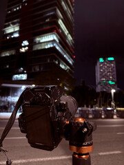 Night street camera with urban bokeh