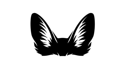 Obraz premium Black silhouette icon of furry animal ears on a white background.