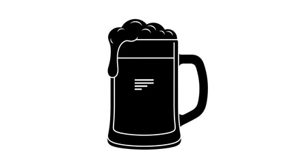 Black Silhouette of a Frothy Beer Mug.