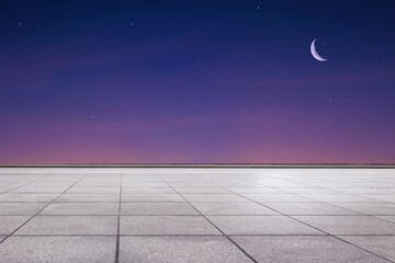 Empty square floor with sky clouds background. car background.