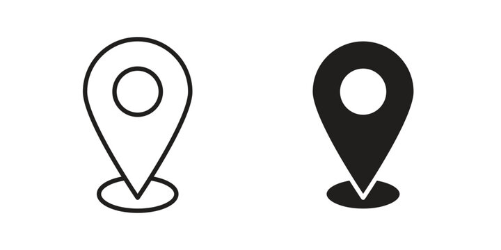 Map marker icon set. Outline symbol editable.