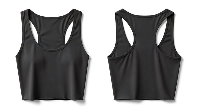 flat lay mockup of a charcoal gray cropped tank top