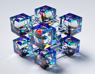 Abstract SaaS Software as a Service Concept with Geometric Shapes and Modular Architecture 