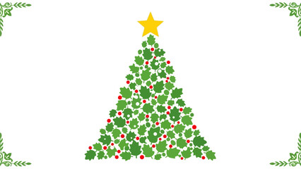 Festive Christmas Tree Decoration with Holly and Berries, a Seasonal Celebration Illustration