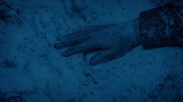 Arm On Snow Covered Ground In The Dark