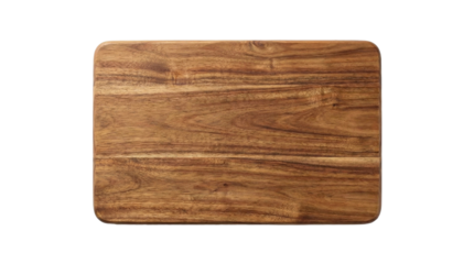 Rectangular wooden cutting board, transparent background