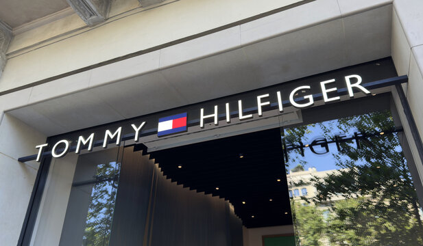 Tommy Hilfiger Storefront Sign on Passeig de Gr&agrave;cia in Barcelona