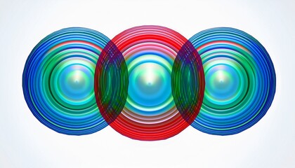 abstract blue circles with red and green gradient edge isolated on a white background