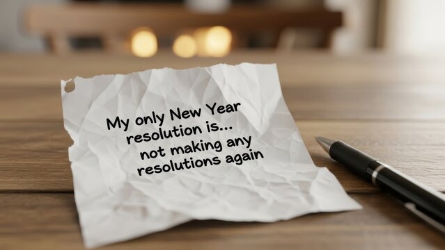 Funny New Year's resolution concept - My only resolution is not making any resolutions again, perfect for social media humor and lighthearted content