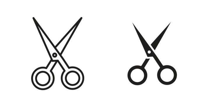 Scissors icon set. Outline symbol editable.