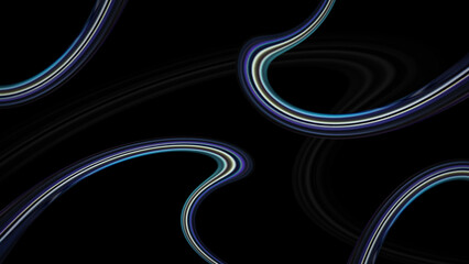 Abstract Glowing Lines Wallpaper with Futuristic Shiny Metallic Flowing Waves and Dark Background for Modern Technology Presentation or Digital Media