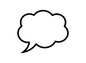 Speech Bubble Outline Vector Art Blank Empty Thought Cloud Shape Simple Line Drawing Isolated On White Background