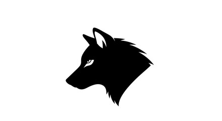 Obraz premium Black wolf head silhouette side profile vector logo.