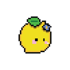 Cute illustration pixel art character lemon cartoon