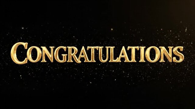 Congratulations Animation Text Elegant golden motion text animation against a sleek black background for various celebrations and achievements, a perfect motion graphic element