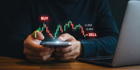 Economic crisis and global economic recession. Economic collapse concept, businessman and Crisis chart with downwards arrow, financial problems, recession, debt, inflation, financial crisis.