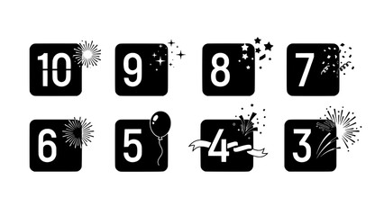 Countdown Numbers with Festive Graphics for Celebrations and Events