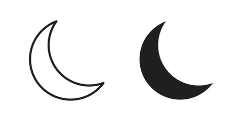 Moon icon flat and stroke collection for ui ux work. © Oliver