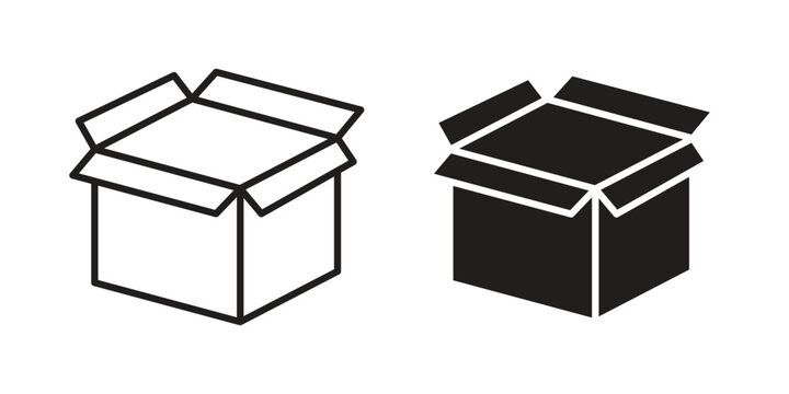Open box icon flat and stroke collection for ui ux work.