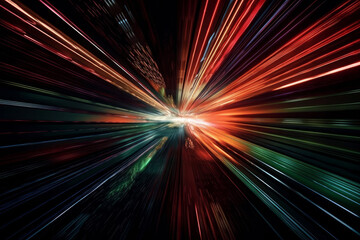 Fototapeta premium Abstract glowing light streaks. speed light trails. Generative ai