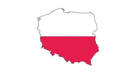 Fototapeta premium Outline of Poland with its Flag A symbolic representation of the country's national identity