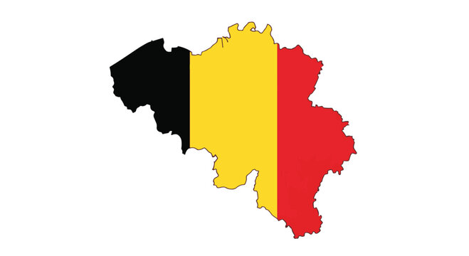 Belgium's national identity A vibrant illustration of the flag within the country's unique geographical shape