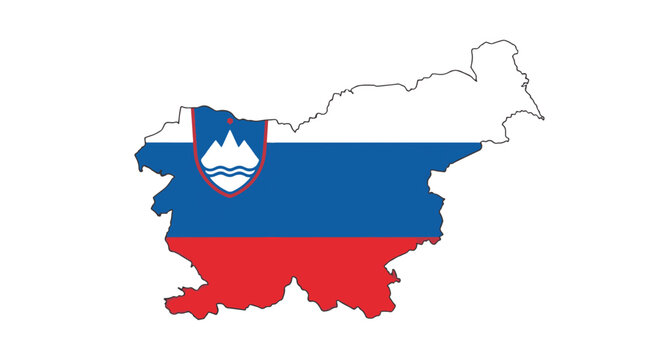 Slovenia Flag A Detailed Outline of the Slovenian National Flag Overlayed on a Map of the Country