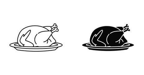 Roasted chicken turkey icon graphic design. Vector icon illustrations © No